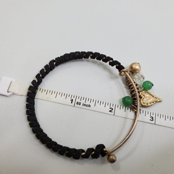 Sliding Bracelet Wrap Charm Gold Tone‎ Green Beaded - Picture 5 of 5